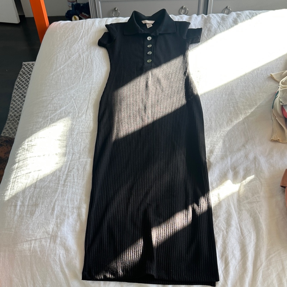 H&M Black Ribbed Maxi Dress